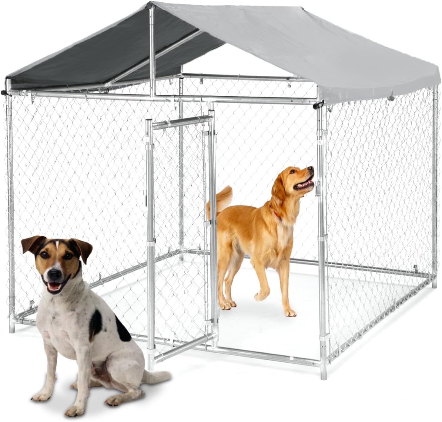 PIONEERWORKS  Heavy-Duty Outdoor Dog Kennel 78" x 78" x 67" with Lockable Door & Waterproof Roof for Yard & Farm