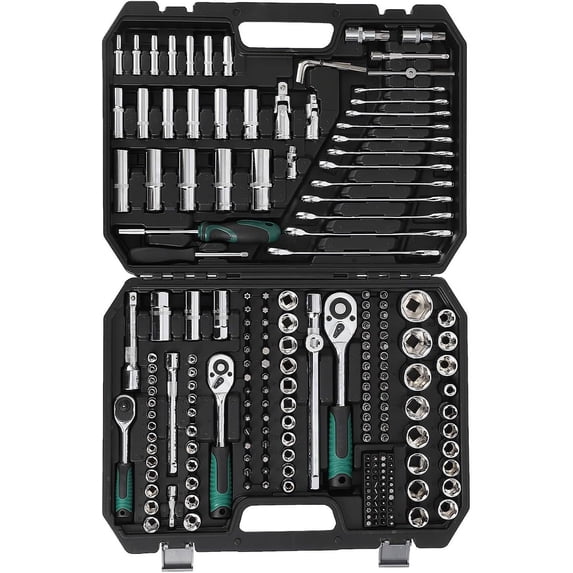 PIONEERWORKS Toolbox with Tools,216 Piece Basic Household Tool Kits ...