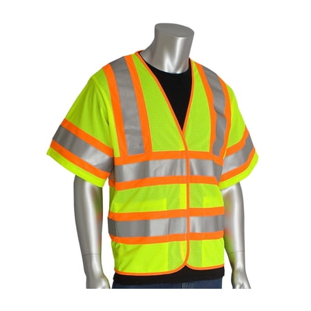 PIP 305-HSVPFRLY-S/M ANSI Class 3 FR Treated Two Tone Mesh Vest