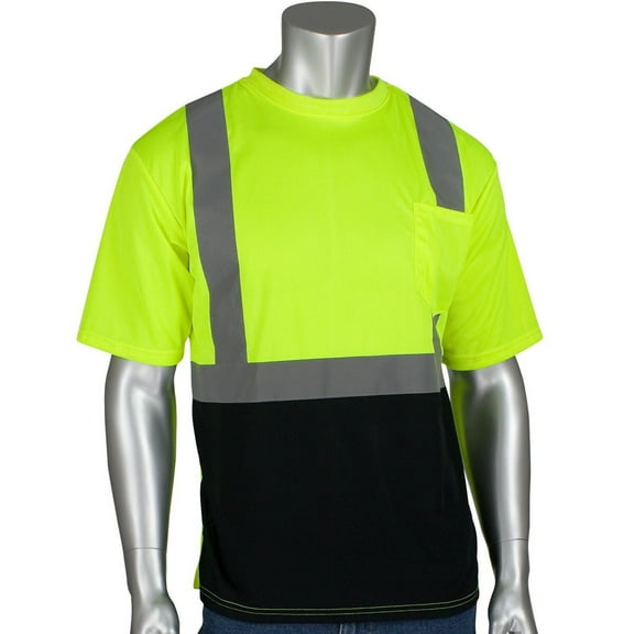 Size M Black & Hi-Vis Yellow High Visibility Short Sleeve T-Shirt