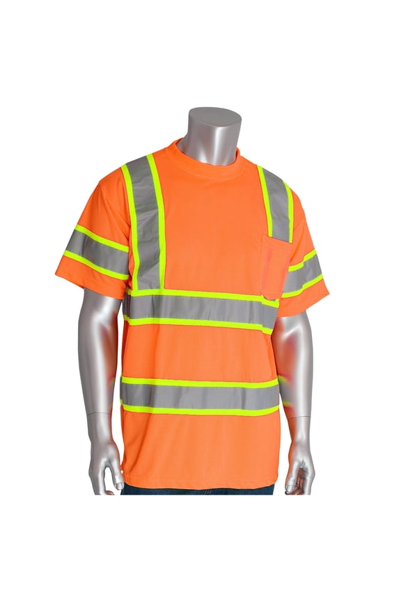 Men's Two-Tone ANSI Class 3 Crew Neck T-Shirt - 313-CNTSP High Vis Orange 4XL