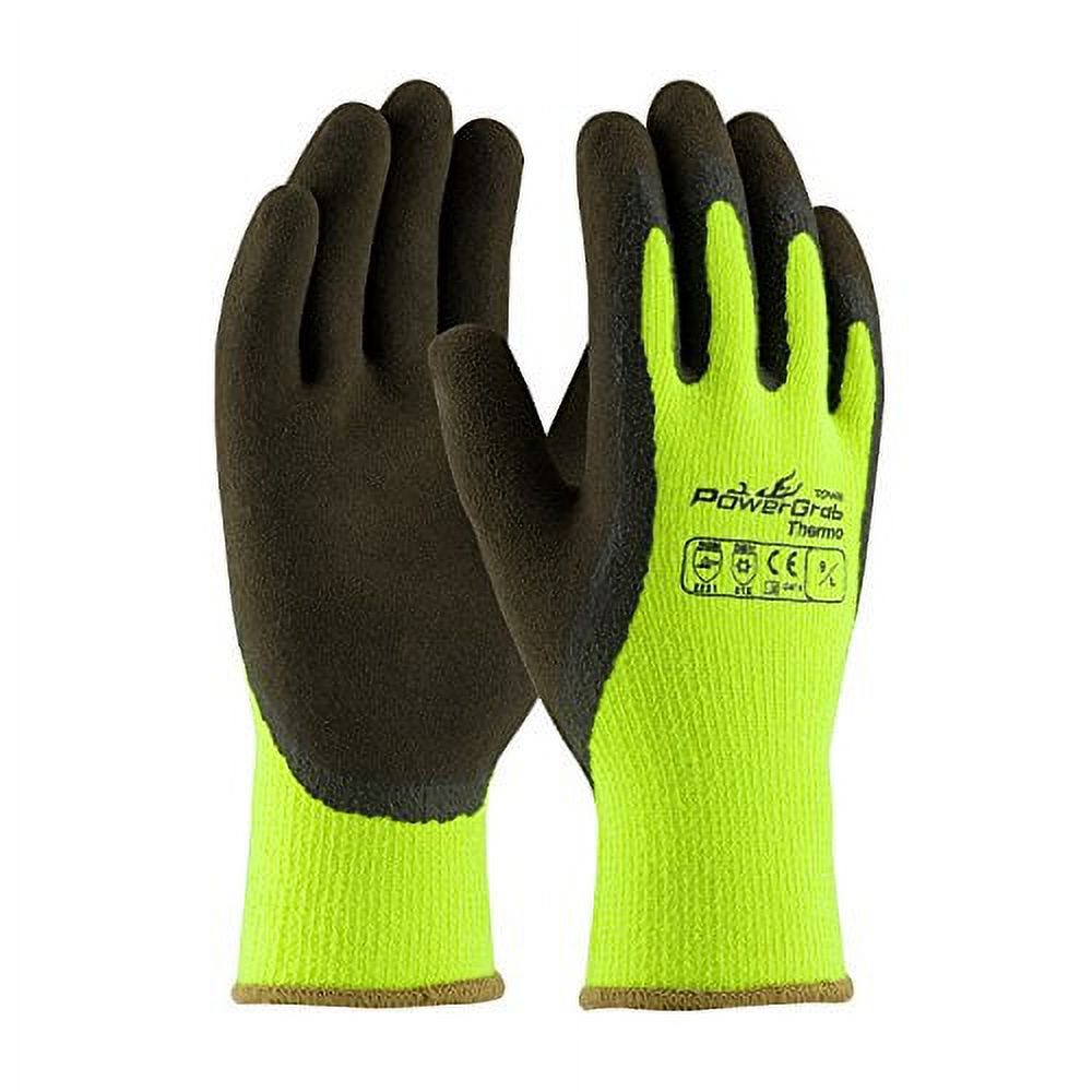 PIP 411405 Thermo Hi Vis Green Latex Coated Gloves Medium 3 Pair