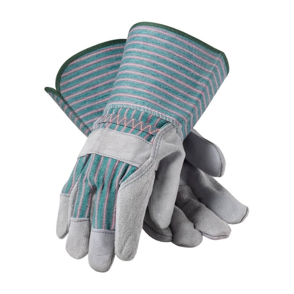 PIP 83-6663/XL B Grade Shoulder Split Cowhide Leather Palm Glove with Fabric Back, Rubberized Gauntlet Cuff