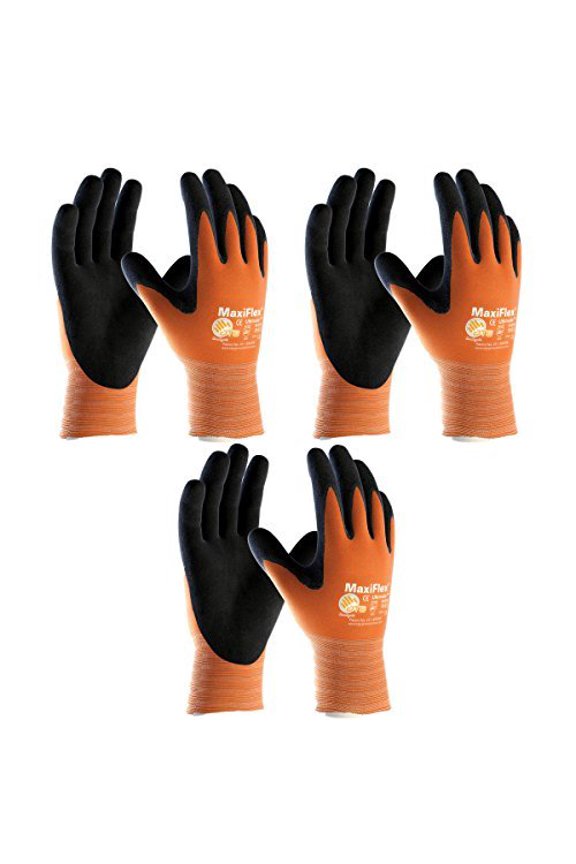 3 Pack MaxiFlex Ultimate Hi-Vis Orange Work Gloves 34-8014 Sizes Small-X-Large (Medium)