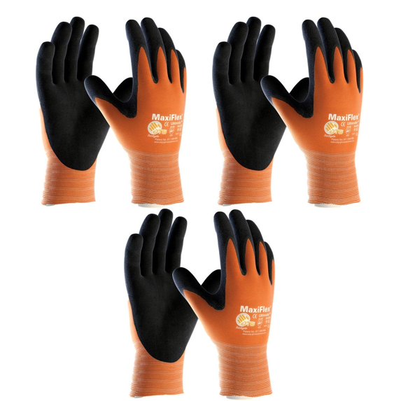 PIP 3 Pack MaxiFlex Ultimate Hi-Vis Orange Work Gloves 34-8014 Sizes Small-X-Large Medium, Orange and Black 34-8014 - MEDIUM - 3/PACK