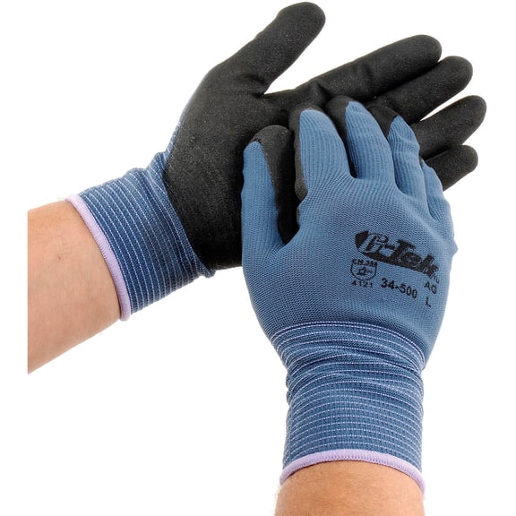 PIP G-Tek Nitrile MicroSurface Nylon Grip Gloves, 12 Pairs/Dozen, Large