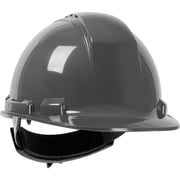 PIP Industries B3113481 Whistler Cap Style HDPE Shell Vented 4 Point Textile Suspension Ratchet Adjustment Hard Hat, Dark Gray