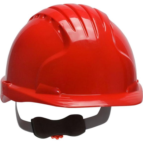 PIP Industries B3113499 Evolution Deluxe 6151 Cap Style HDPE Shell 6-Point Polyester Suspension Ratchet Adjustment Hard Hat, Red