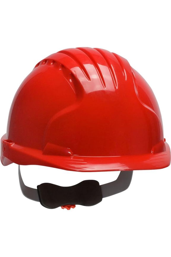 PIP Industries B3113499 Evolution Deluxe 6151 Cap Style HDPE Shell 6-Point Polyester Suspension Ratchet Adjustment Hard Hat, Red