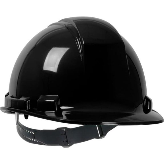 PIP Industries B3113627 Whistler Cap Style HDPE Shell 4-Point Textile Suspension & Pin-Lock Adjustment Hard Hat, Black
