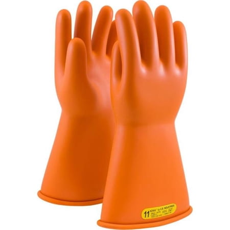 PIP Industries B676653 Electrical Rated 14 in. L Unlined Smooth Finish Class 2 Beaded Gloves, Orange - Size 9