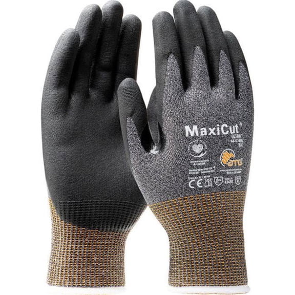 PIP Industries B3169308 Maxi Cut Ultra Micro-Foam Nitrile Coated Palm & Fingers ANSI A5 Gloves, Gray - Extra Large - 6 Dozen per Case