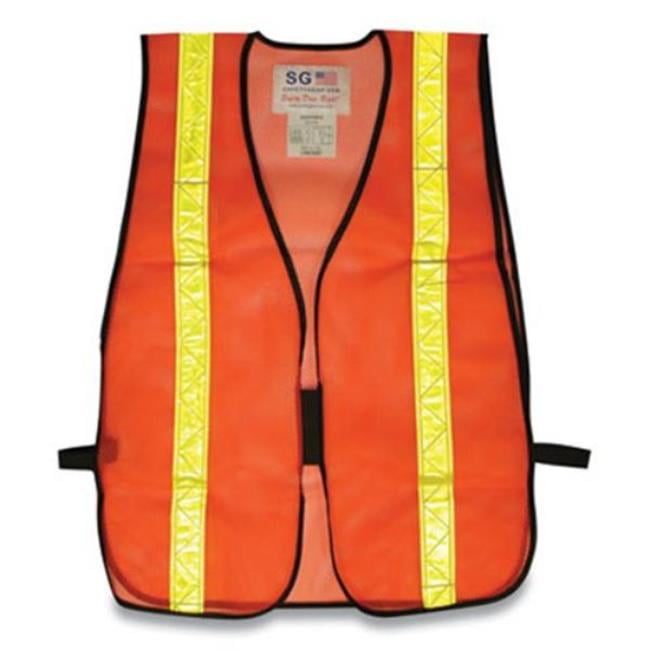 Hook and Loop Safety Vest, One Size Fits Most, Hi-Viz Orange with Yellow Prismatic Tape Hook and Loop Safety Vest, One Size Fits Most, Hi-Viz Orange with Yellow Prismatic Tape