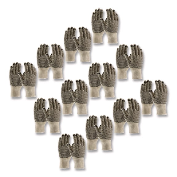 PIP PVC-Dotted Cotton/Polyester Work Gloves, Small, Gray/Black, 12 Pairs (36110PDDS)