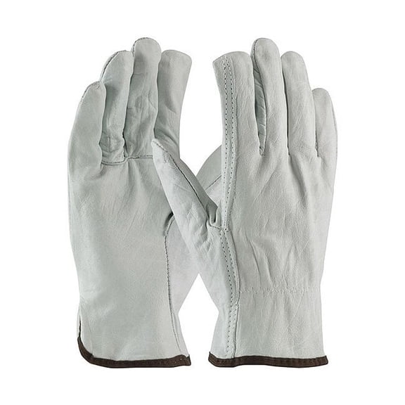 Protective Industrial Products Drivers Gloves White Economy Top Grain Cowhide Leather Medium 12 Pairs Of Gloves