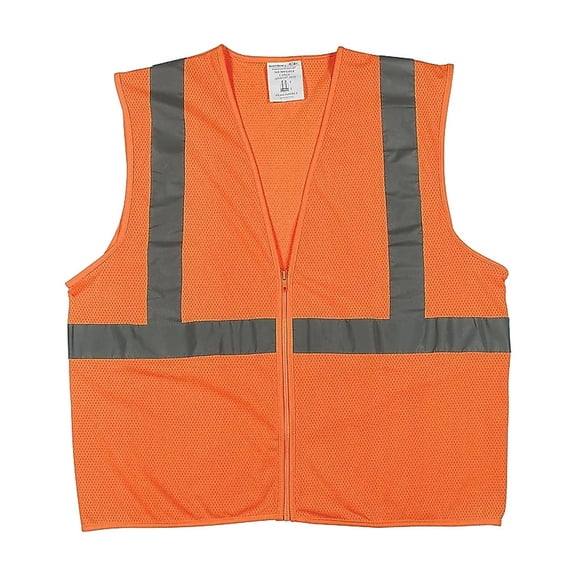 Protective Industrial Products High Visibility Sleeveless Safety Vest ANSI Class R2 Orange Medium