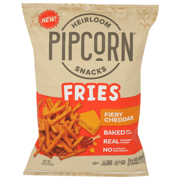 PIPCORN Fries Fiery Cheddar 5 oz (Pack of 12)