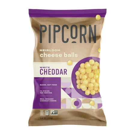 PIPCORN HEIRLOOM CHEESE BALLS, WHITE CHEDDAR 4.5 OZ