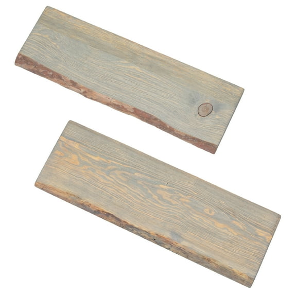 PIPE DECOR 24 in. Live Edge Wood Shelf Riverstone Grey 2 Pack (Wood Only)