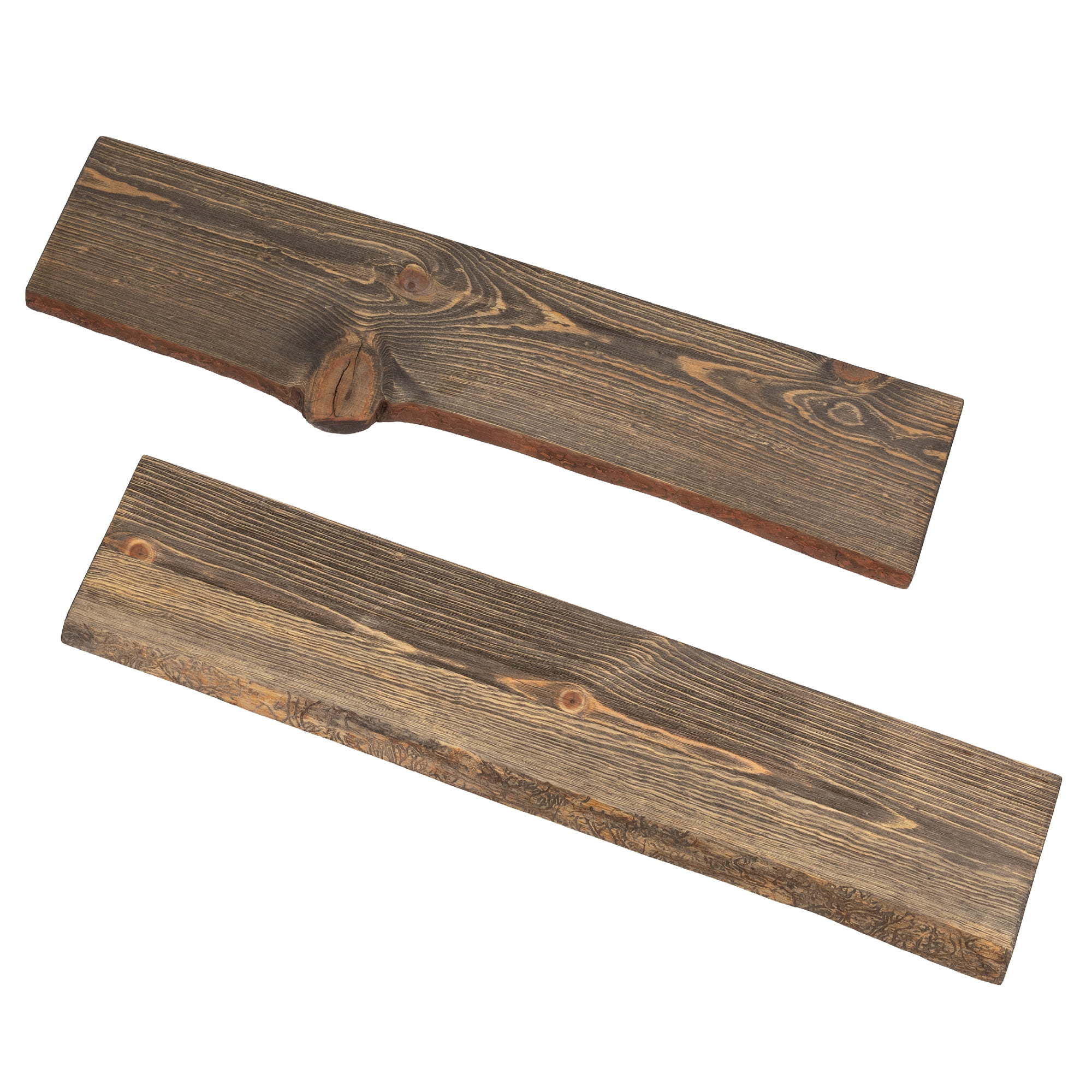 Boulder Black Pinewood Live Edge Wall Shelf Set
