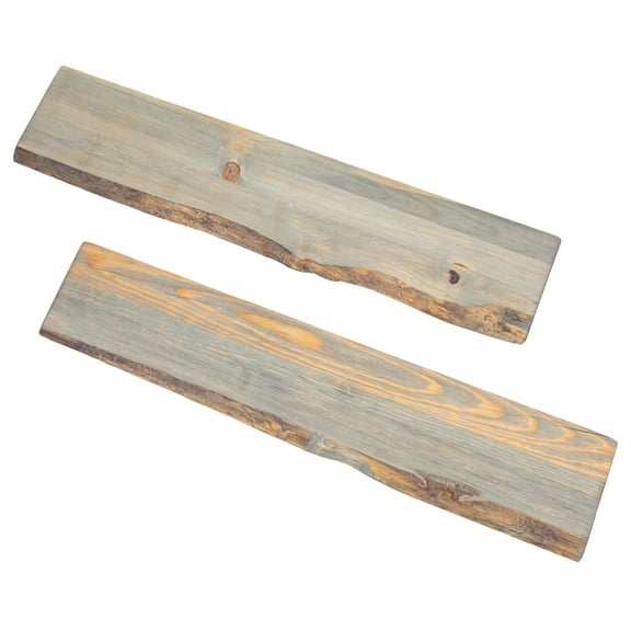 PIPE DECOR 36 in. Live Edge Wood Shelf Riverstone Grey 2 Pack (Wood Only)