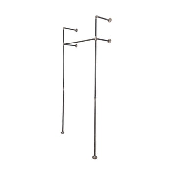 PIPE DECOR 41" Black Steel Wall- and Floor-Mounted Modular Pipe Clothing Rack Kit, DIY Industrial Open Wardrobe for Home or Retail Spaces