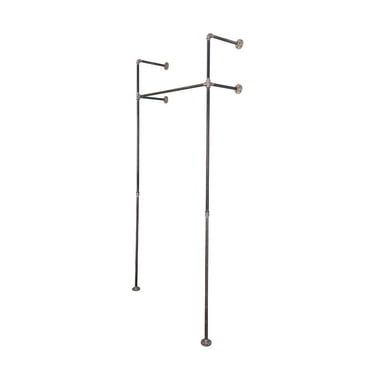 PIPE DECOR 41" Black Steel Wall- and Floor-Mounted Modular Pipe Clothing Rack Kit, DIY Industrial Open Wardrobe for Home or Retail Spaces