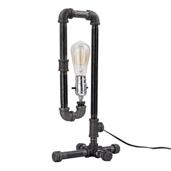 PIPE DECOR Convertible Black Table Lamp Unpainted