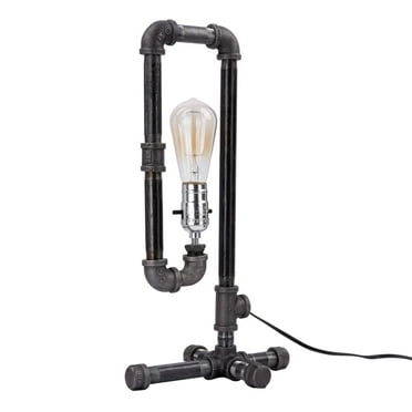 PIPE DECOR Convertible Black Table Lamp Unpainted