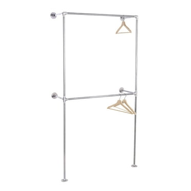 PIPE DECOR Galvanized Wall Mounted Double Hung Clothing Rack