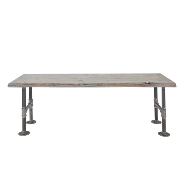 PIPE DECOR Live Edge Wood Bench with Authentic Industrial Pipe Legs Riverstone Grey