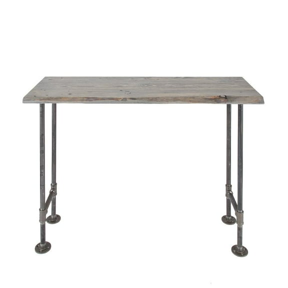 PIPE DECOR Solid Live Edge Wood Console Table with Industrial Pipe Legs Riverstone Grey