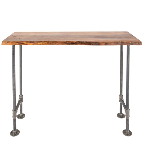 PIPE DECOR  Solid Live Edge Wood Console Table with Industrial Pipe Legs Sunset Cedar