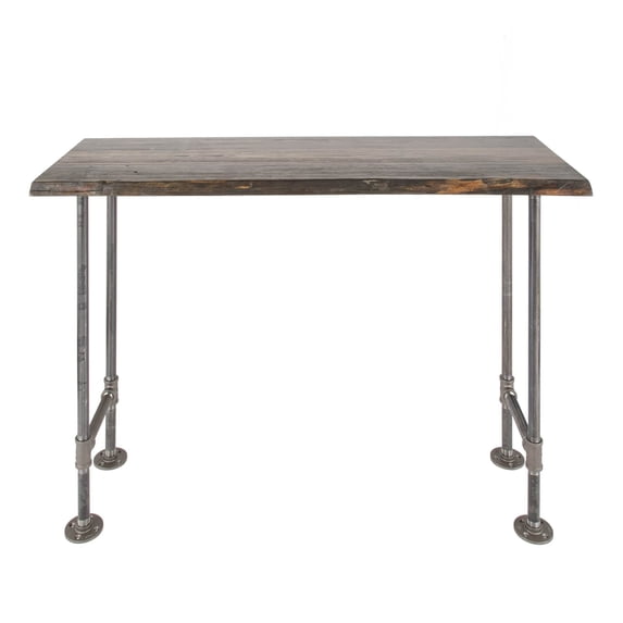 PIPE DECOR Solid Live Edge Wood Console Table with Industrial Pipe Legs Trail Brown