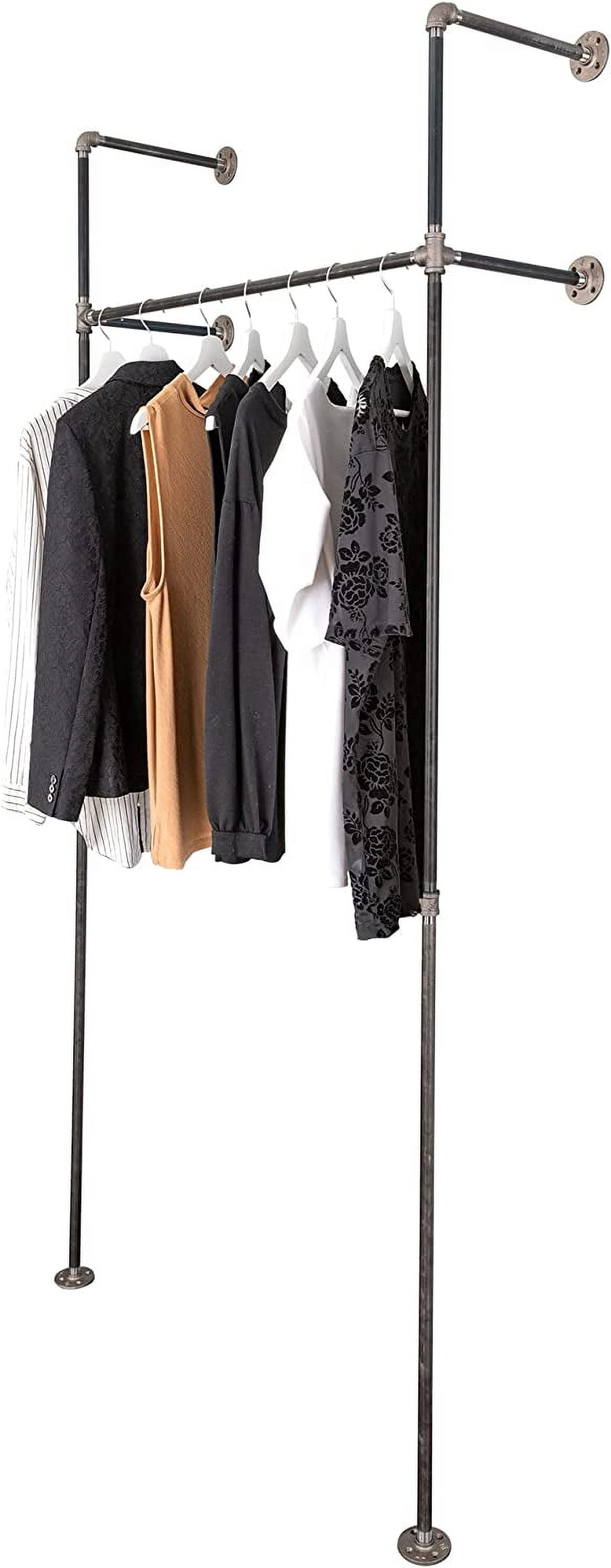 Modular Shirt Rack PIPE DECOR Wall and Floor Mounted Modular Clothing Rack, 41 in W x 87.5 ...