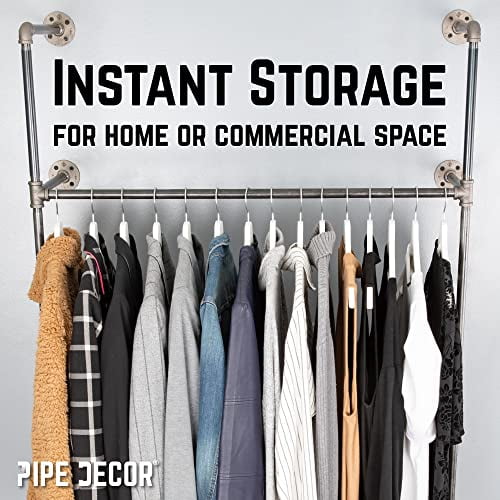 PIPE DECOR Wall and Floor Mounted Modular Clothing Rack, 41 in W x 87.5 ...