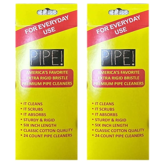 PIPE! Extra Rigid Bristle Premium Pipe Cleaners - 2 Pack (48 Count Total)