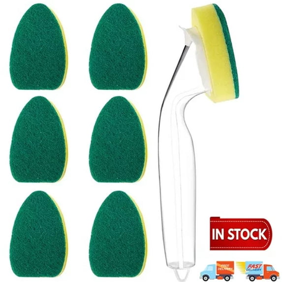 Olurrisa 7Pcs Heavy Duty Dish Wand Sponge Refill Replacement Heads for Kitchen Sink Cleaning Dish Wash Sponge