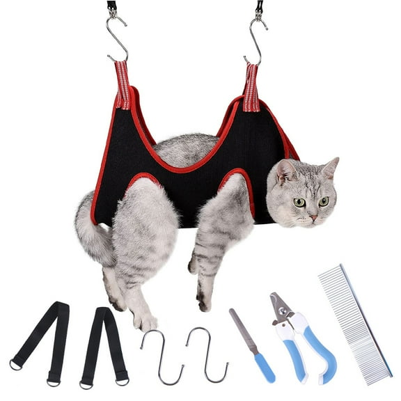 PIPETPET Cat Grooming Hammock Harness for Small Dogs,Pet Hammock Restraint Bag with Nail Clippers Trimmer,Nail File,Dog Grooming Sling for Trimming Nail and Ear/Eye Care(XS Size,6.5")