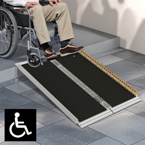 Pipopa 3ft Portable Folding Wheelchair Ramp,Aluminum Threshold Ramp for Home,Doorways,Stairs,800 lbs Capacity