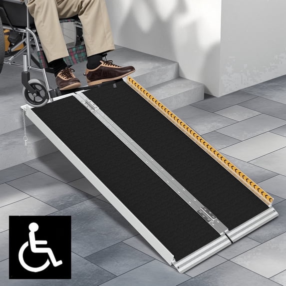 Pipopa 4.5ft Portable Folding Wheelchair Ramp,Aluminum Threshold Ramp for Home,Doorways,Stairs,800 lbs Capacity
