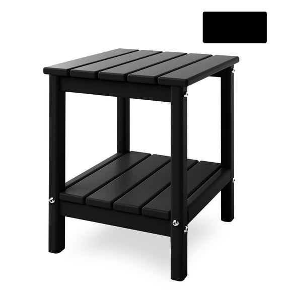 PIPOPA Adirondack Outdoor Side Table,HDPE All Weather Double Layer Patio Side Table,Rectangular End Table for Garden Balcony Pool,Black