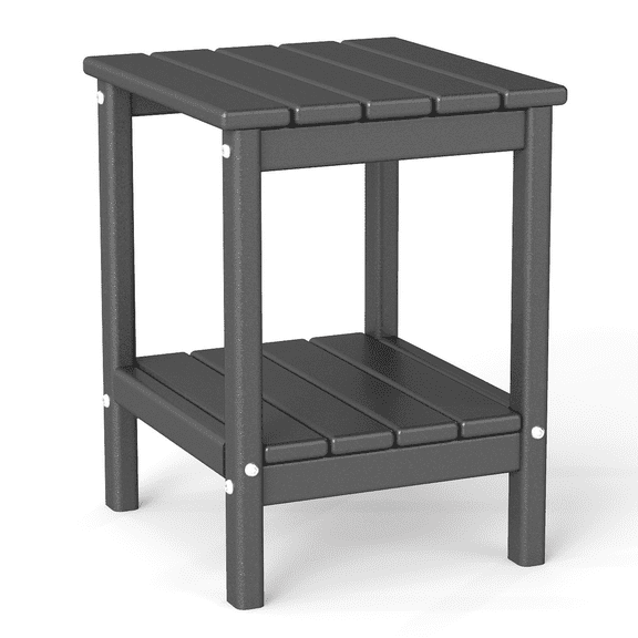 Pipopa Adirondack Outdoor Side Table,HDPE All Weather Double Layer Patio Side Table,Rectangular End Table for Garden Balcony Pool,Grey