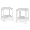 thumbnail image 1 of Pipopa Adirondack Outdoor Side Table Set of 2,HDPE All Weather Double Layer Patio Side Table,Rectangular End Table for Garden Balcony Pool,White, 1 of 7