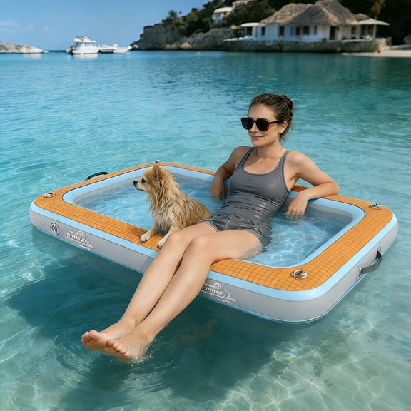 PIPOPA Dog Pool Float,Pet Boat Floats for Small,Medium,Large Dogs,Inflatable Floating Bed for Pool,Boat,Lake,330LBS
