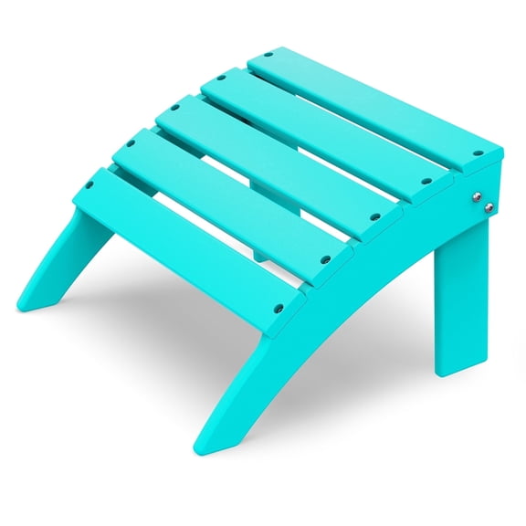Pipopa Folding Adirondack Ottoman,HDPE Outdoor Foot Rest,Patio Plastic Footstool for Adirondack Chairs,Aqua