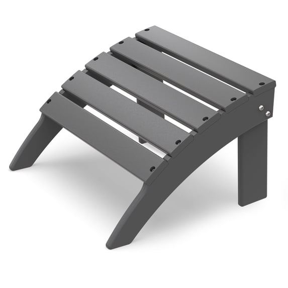 Pipopa Folding Adirondack Ottoman,HDPE Outdoor Foot Rest,Patio Plastic Footstool for Adirondack Chairs,Grey