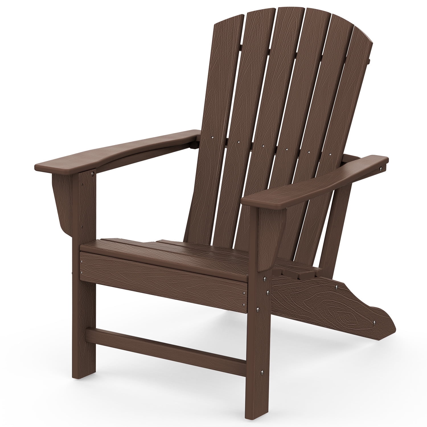 PIPOPA Outdoor Adirondack Chair, HDPE All Weather Patio Chair for Deck Backyard Garden, BrownWood