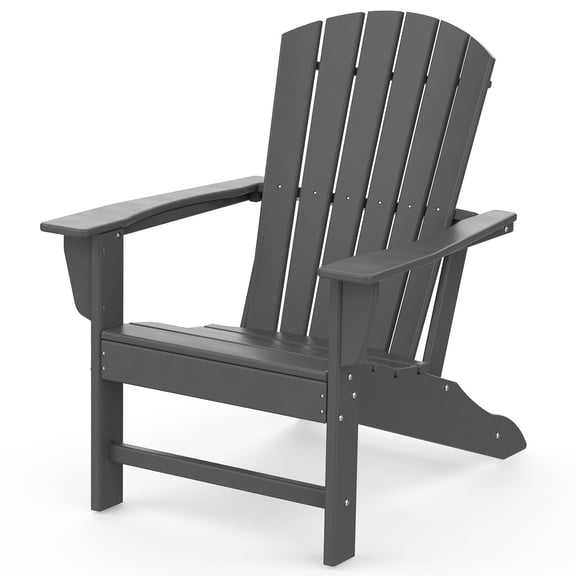 PIPOPA Outdoor Adirondack Chair, HDPE All Weather Patio Chair for Deck Backyard Garden, Grey