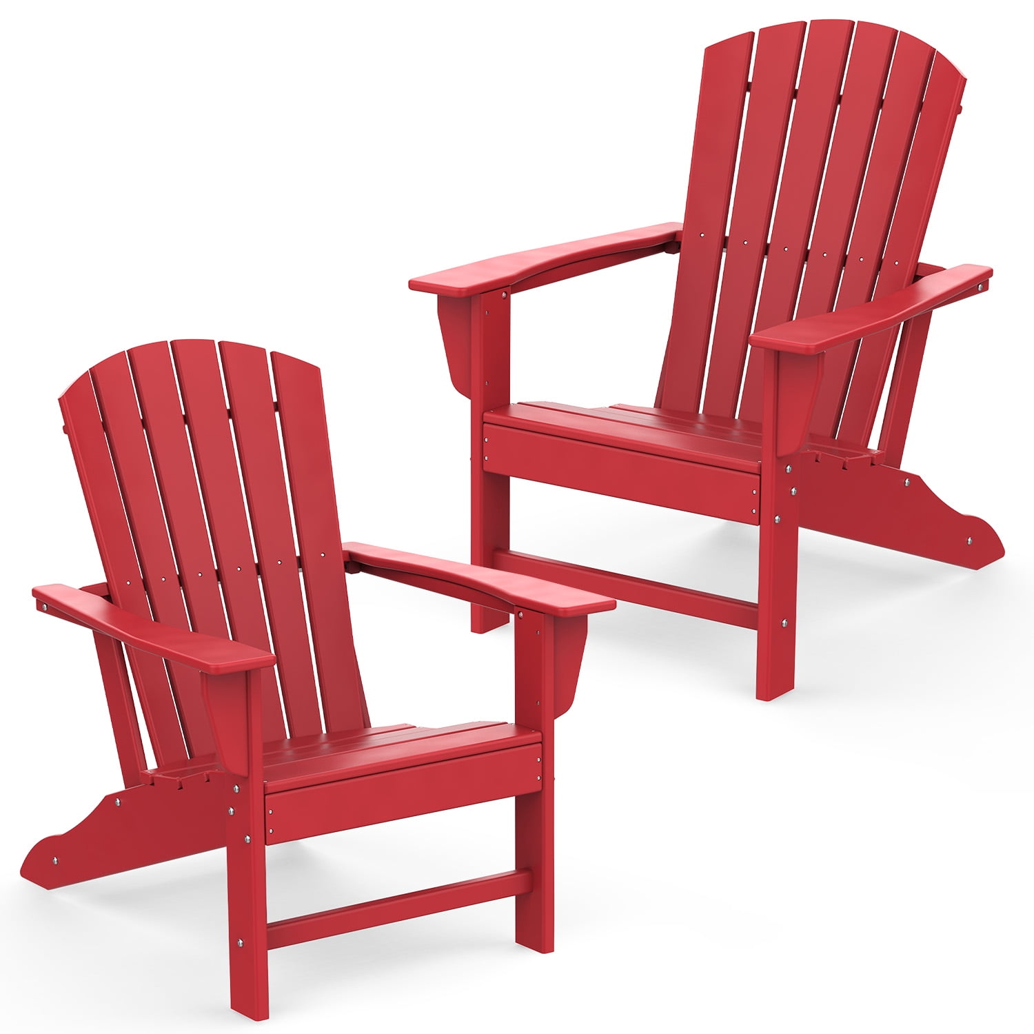 PIPOPA Outdoor Adirondack Chair set of 2, HDPE All Weather Patio Chair for Deck Backyard Garden, Red
